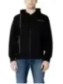 Schwarzer Herren Kapuzenpullover mit Reißverschluss