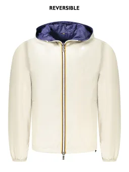 "Wendejacke Beige-Blau aus recyceltem Nylon mit Kapuze"