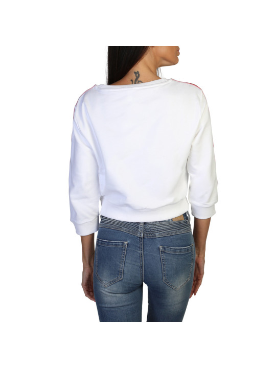 Weißes Sweatshirt mit roten Streifen