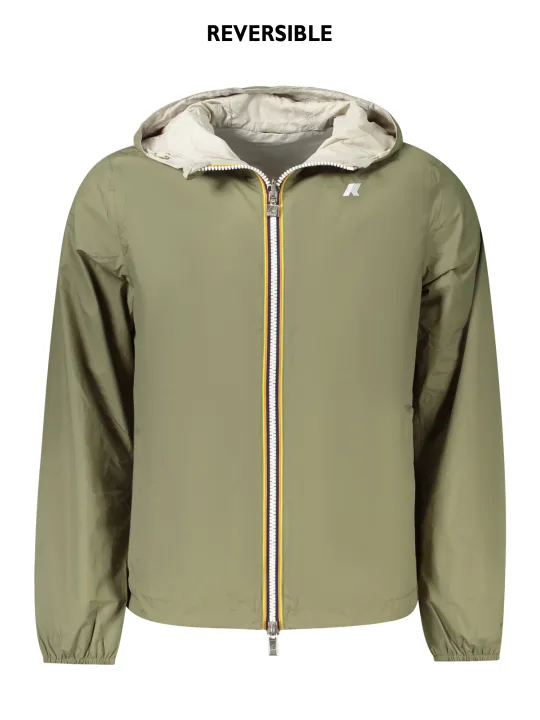 "K-WAY Jacken im Sale | Wendejacke mit Kapuze Grün/Beige aus recyceltem Nylon online kaufen"|Planet-Deluxe
