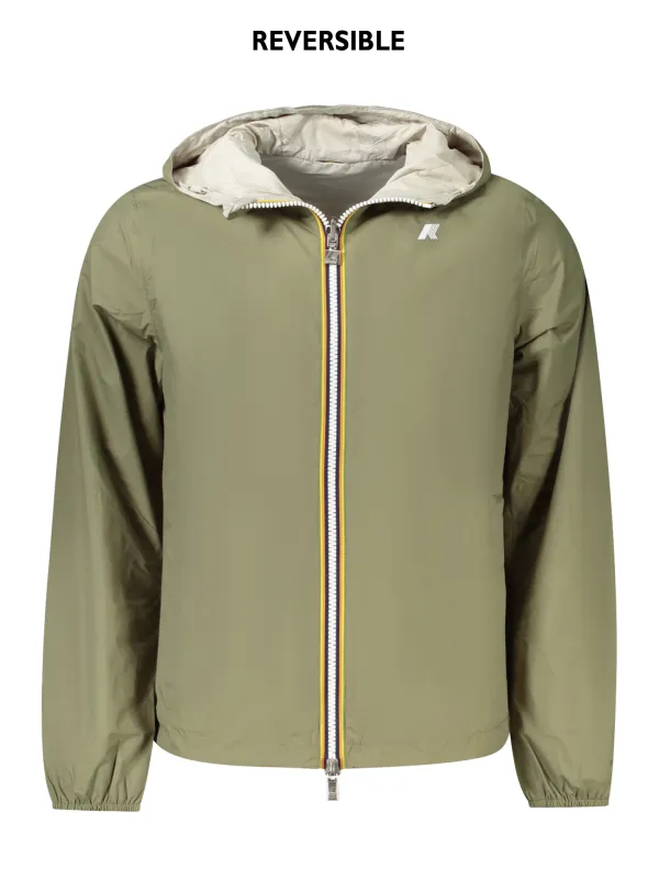 "K-WAY Jacken im Sale | Wendejacke mit Kapuze Grün/Beige aus recyceltem Nylon online kaufen"|Planet-Deluxe