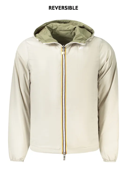 "K-WAY Jacken im Sale | Wendejacke mit Kapuze Grün/Beige aus recyceltem Nylon online kaufen"|Planet-Deluxe