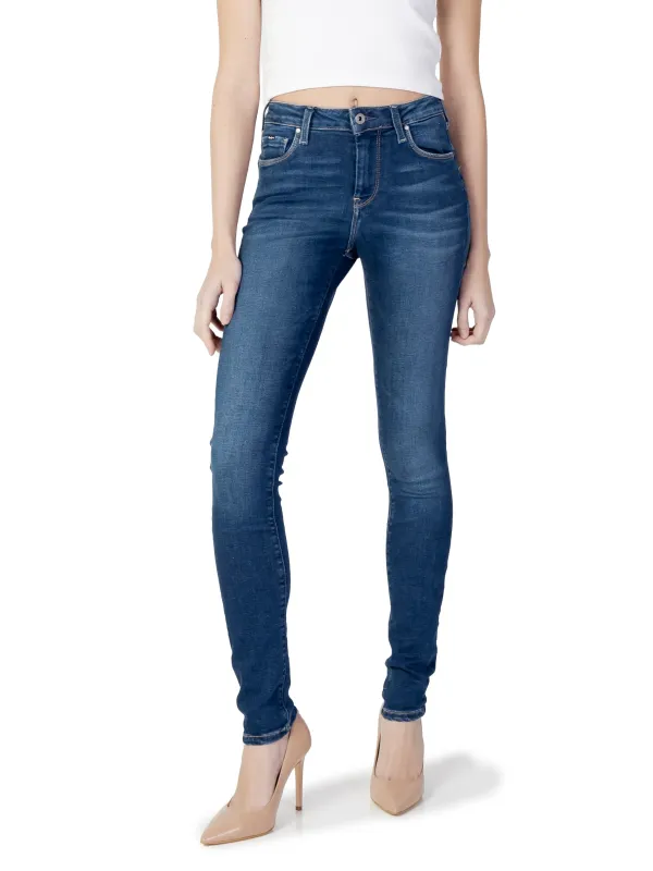 Dunkle Skinny Jeans mit Bundfalte