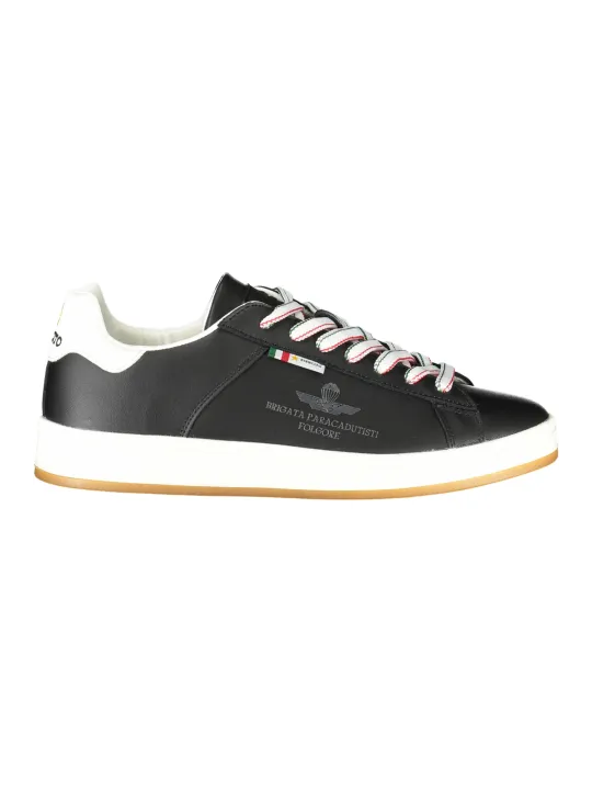 "Schwarze Folgore Sneakers: Kontrastdetails & Logo-Design"