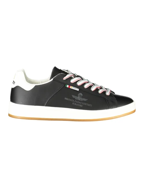 "Schwarze Folgore Sneakers: Kontrastdetails & Logo-Design"