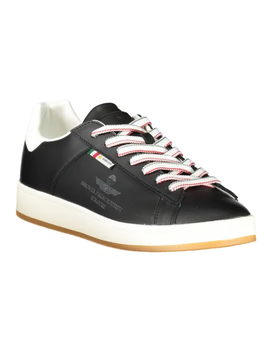 "Schwarze Folgore Sneakers: Kontrastdetails & Logo-Design"