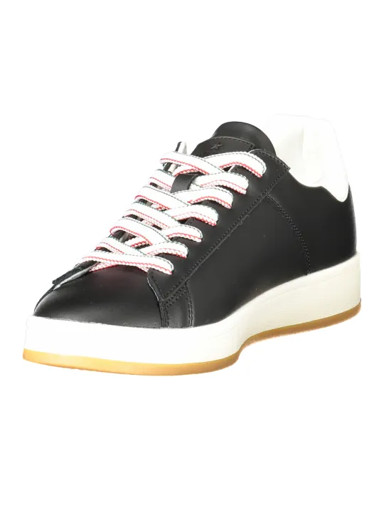 "Schwarze Folgore Sneakers: Kontrastdetails & Logo-Design"