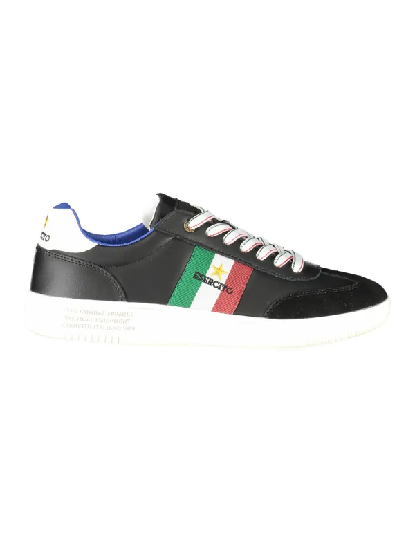 Schwarze Army Sneaker mit Logo & Kontrastdetails - Trendy Schwarze Army Sneaker mit Logo & Kontrastdetails - Trendy