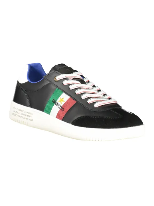 Schwarze Army Sneaker mit Logo & Kontrastdetails - Trendy