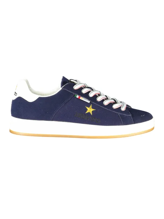 "Blaue Armee Sneakers: Kontrastdetails & Logo Print"