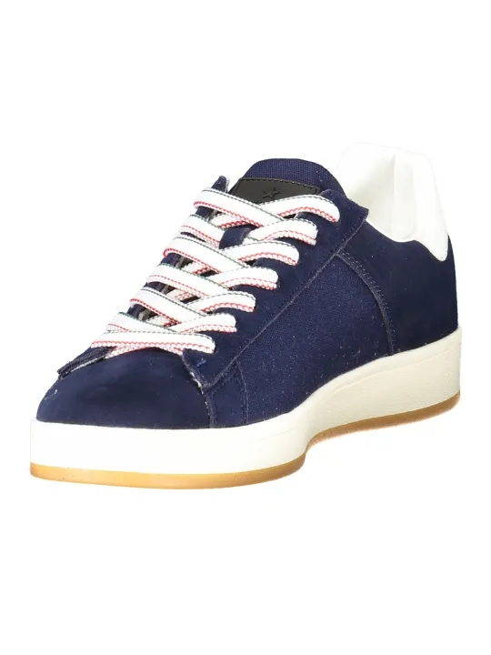 "Blaue Armee Sneakers: Kontrastdetails & Logo Print"