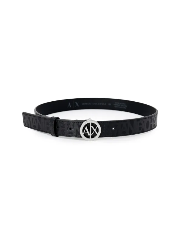 Schwarzer Armani Exchange Ledergürtel mit AX-Schnalle Schwarzer Armani Exchange Ledergürtel mit AX-Schnalle