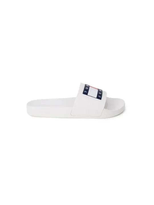 Weiße Tommy Jeans Pantoletten Logo