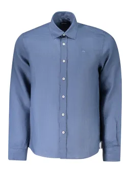 Ocean Blue Herrenhemd - Italienkragen & Logo Stickerei