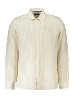 "Ozeanblaues Streifenhemd mit Französischem Kragen & Stickerei"