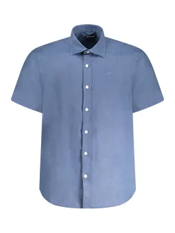 "Ozeanfreundliches Kurzarmhemd mit Stickerei & Italienkragen"