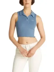 Tommy Hilfiger blaues Strick-Polo-Top