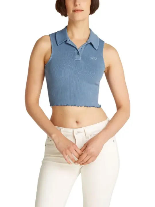 Tommy Hilfiger blaues Strick-Polo-Top