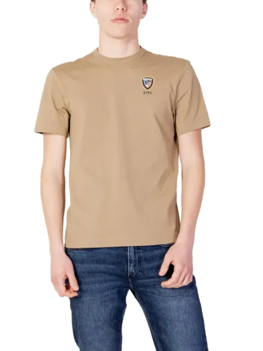 Blauer Kurzarm-T-Shirt mit Logo