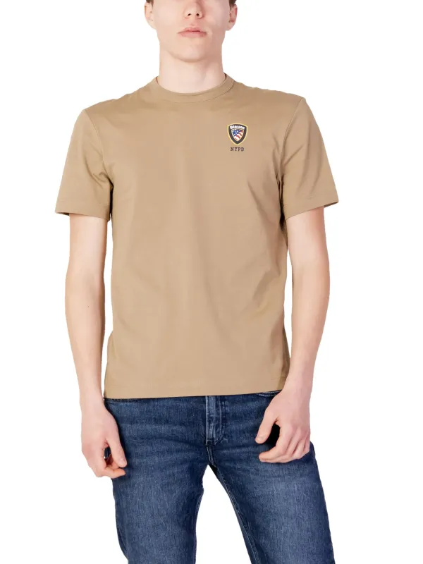 Blauer Kurzarm-T-Shirt mit Logo Blauer Kurzarm-T-Shirt mit Logo