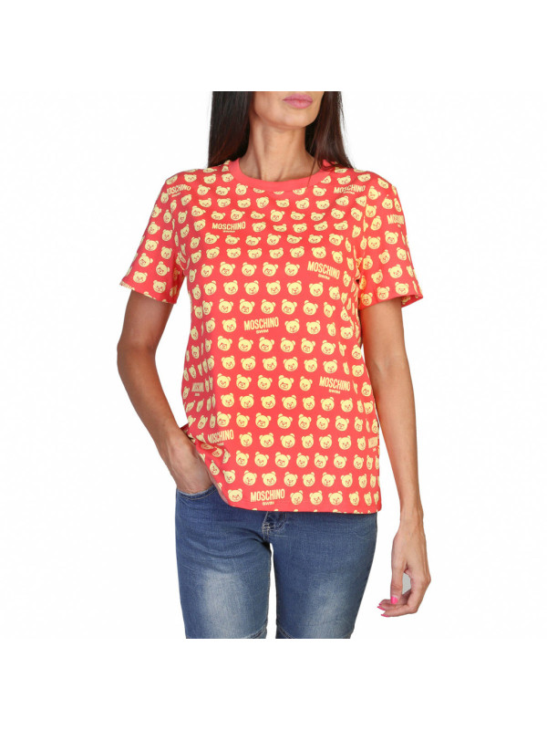 Moschino rotes Katzenmuster T-Shirt Moschino rotes Katzenmuster T-Shirt