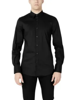 Schwarzes Baumwollhemd schlanker Schnitt Antony Morato