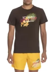 "Iceberg Beachwear T-Shirts im Sale | Iceberg Herren T-Shirt Kurzarm Rundhals Baumwolle Braun online kaufen"|Planet-Deluxe