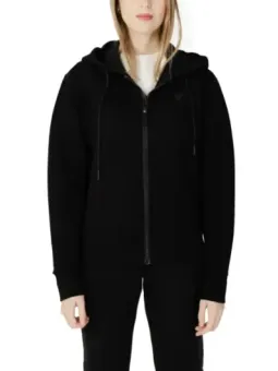 Schwarzer Guess Active Kapuzenpullover mit Reißverschluss