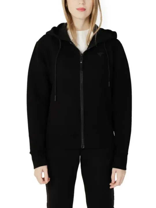 Schwarzer Guess Active Kapuzenpullover mit Reißverschluss