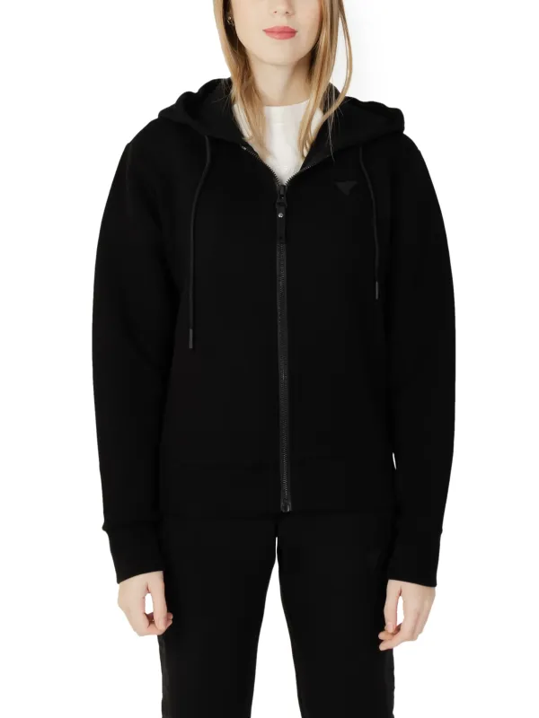 Schwarzer Guess Active Kapuzenpullover mit Reißverschluss Schwarzer Guess Active Kapuzenpullover mit Reißverschluss