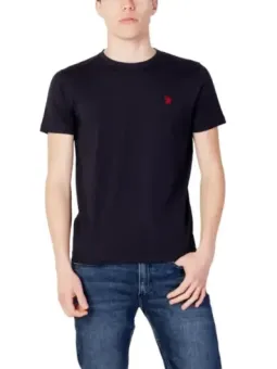 Blaues Polohemd mit rotem Logo