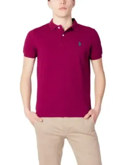 Magenta Polohemd mit Logo-Stickerei