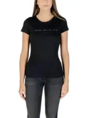 "Armani Exchange T-Shirts im Sale | Armani Exchange Damen TShirt Schwarz Strassdruck HerbstWinter online kaufen"|Planet-Deluxe