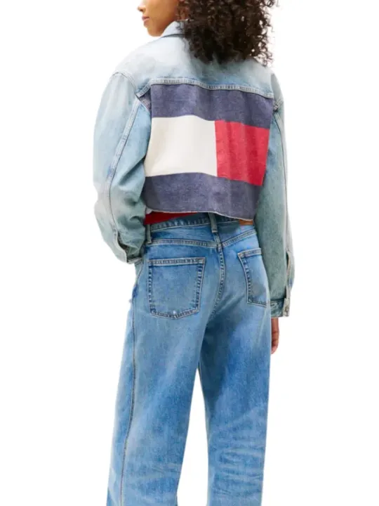 "Tommy Hilfiger Jeans Blazer im Sale | Tommy Hilfiger Jeans Damen Kostümjacke - Azurblau mit Druckmuster für Herbst/Winter - Artikelcode: DW0DW21063 online kaufen"|Planet-Deluxe