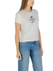 "Tommy Hilfiger Jeans T-Shirts im Sale | Tommy Hilfiger Damen Bio-Baumwoll T-Shirt Weiß Herbst/Winter online kaufen"|Planet-Deluxe