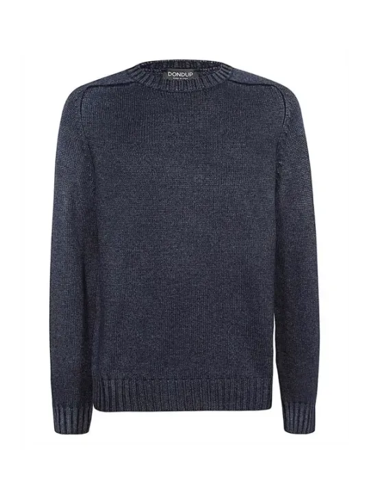 "Dondup Pullover im Sale | Dondup Herrenpullover - Eleganter Herbst/Winter Rundhals-Pullover aus 100% Wolle in Blau, Langarm - Artikelcode: V_30172 online kaufen"|Planet-Deluxe