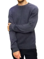 "Dondup Pullover im Sale | Dondup Herrenpullover - Eleganter Herbst/Winter Rundhals-Pullover aus 100% Wolle in Blau, Langarm - Artikelcode: V_30172 online kaufen"|Planet-Deluxe
