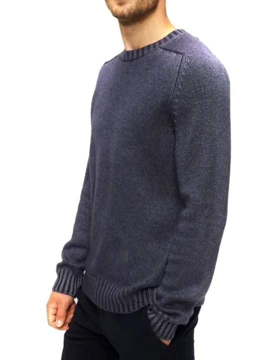 "Dondup Pullover im Sale | Dondup Herrenpullover - Eleganter Herbst/Winter Rundhals-Pullover aus 100% Wolle in Blau, Langarm - Artikelcode: V_30172 online kaufen"|Planet-Deluxe