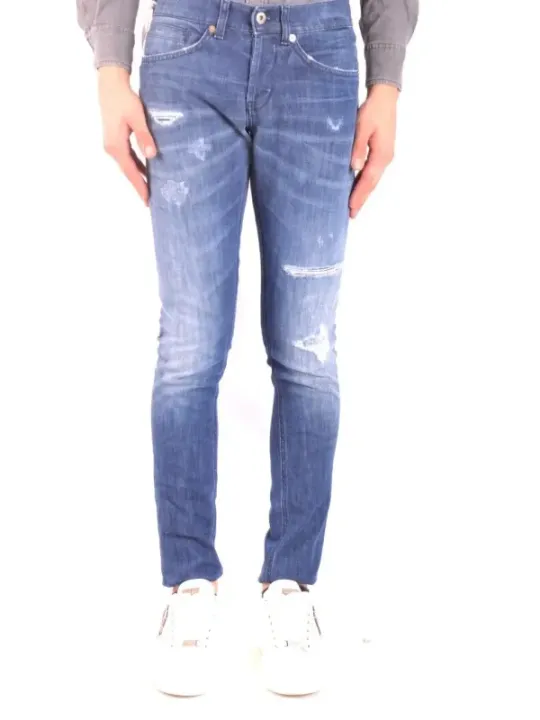 "Dondup Jeans im Sale | Dondup Herrenjeans Blau Zerrissen - Herbst/Winter Kollektion: Premium Denim mit Reißverschluss, Taschen & Used-Look - Artikel V online kaufen"|Planet-Deluxe