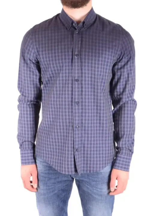 "Dondup Hemden im Sale | Dondup Herren Karohemd Blau - 100% Baumwolle, Langarm, Frühling/Sommer Kollektion online kaufen"|Planet-Deluxe