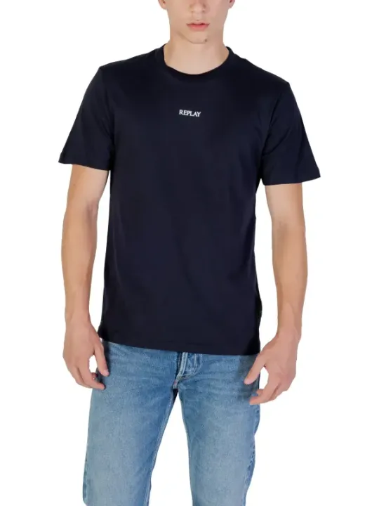 "Replay T-Shirts im Sale | Replay Herren TShirt Blau Drucken Rundhals Kurzarm online kaufen"|Planet-Deluxe
