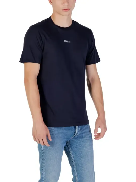 "Replay T-Shirts im Sale | Replay Herren TShirt Blau Drucken Rundhals Kurzarm online kaufen"|Planet-Deluxe