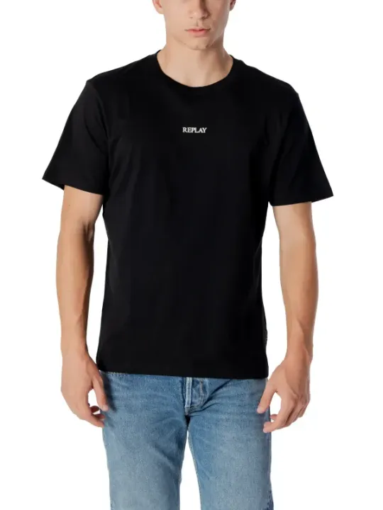 "Replay T-Shirts im Sale | Replay Herren T-Shirt Schwarz Herbst Winter Baumwolle online kaufen"|Planet-Deluxe