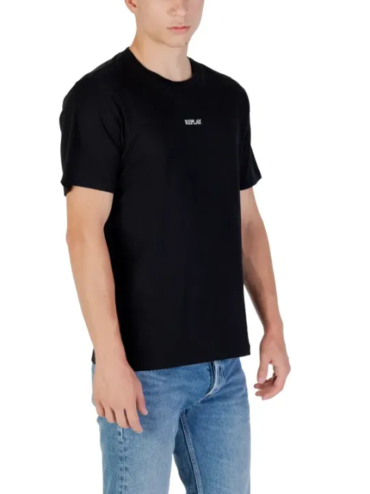 "Replay T-Shirts im Sale | Replay Herren T-Shirt Schwarz Herbst Winter Baumwolle online kaufen"|Planet-Deluxe
