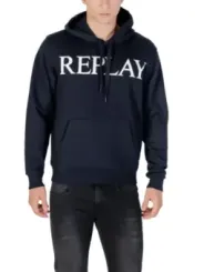 "Replay Sweatshirts im Sale | Replay Herren Fleece Hoodie Blau mit Druckmuster online kaufen"|Planet-Deluxe