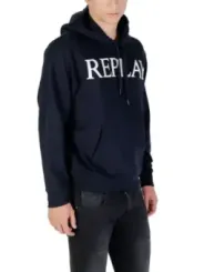 "Replay Sweatshirts im Sale | Replay Herren Fleece Hoodie Blau mit Druckmuster online kaufen"|Planet-Deluxe
