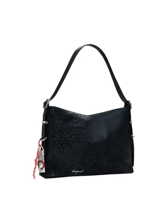 "Desigual Einzelstücke & Seltenheiten im Sale | Desigual Damen Blumenhandtasche Schwarz - Elegante Herbst/Winter Tasche mit Reißverschluss und Innentaschen, 27x39x7 cm - Exklu online kaufen"|Planet-Deluxe
