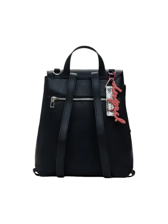 "Desigual Einzelstücke & Seltenheiten im Sale | Desigual Damen Rucksack Schwarz für Herbst/Winter – Stilvoller Kleiner Rucksack mit Hakenverschluss, 28x24x11 cm – 25WAKP19 online kaufen"|Planet-Deluxe
