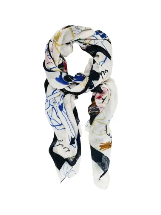 "Desigual Halstücher im Sale | Desigual Damen Herbst/Winter Blumenschal in Beige – Eleganter Blumendruck, 100% Viskose, 80x180 cm (Artikelcode: 25WAWA06) online kaufen"|Planet-Deluxe