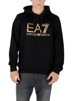 "Stylischer EA7 Herren Fleece Hoodie Schwarz für Herbst/Winter"